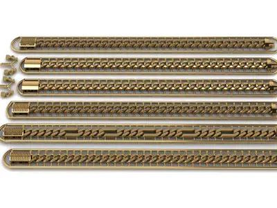 premium cuban bracelet  24 design stl 3D print model