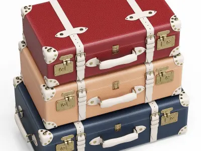 Leather suitcases set 3D model