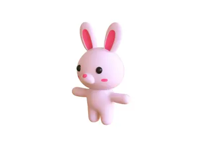 Low-Poly Cartoon Rabbit Animated Low-poly 3D model