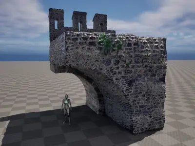 UE5 assets Medieval stone bridge small Free low-poly 3D model