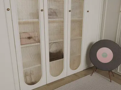 Luxury Cream Walk-in Closet Dressing Space 3D model