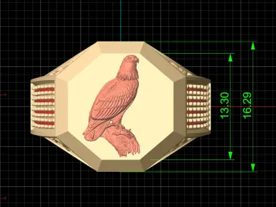 Eagle Face man Ring Sculpture jewelry Gold 3D print model