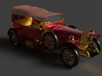 Red vintage car   Low-poly 3D model by aceimagedesign-1