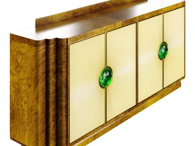 Art Deco Sideboard with Green Crystal Handles 3D model
