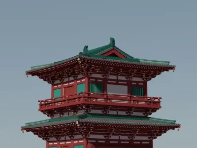Tang-Dynasty-styled Architecture Low-poly 3D model