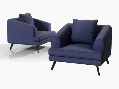 Nicolo Armchair blue finish Low-poly 3D model