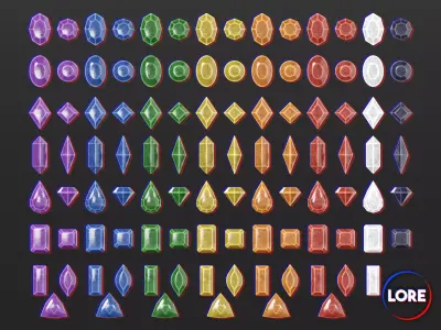 Medieval Treasure Jewels Low-poly 3D model