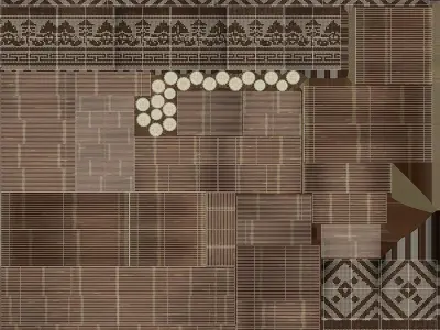 Balinese Bamboo Chair Set Natural Tropical Seating 3D model