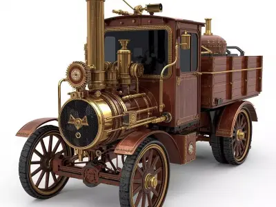 Steampunk Heavy Industrial Cargo Truck 3D Model Low-poly 3D model