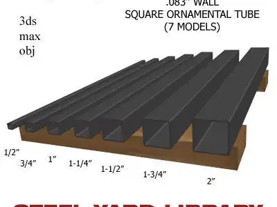 083in Wall Square Ornamental Tube 3D model