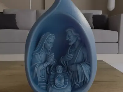 Modern Teardrop Nativity Scene 3D Printable STL Model 3D print model