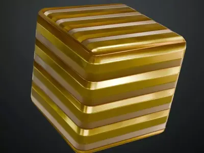 Shiny Golden Corrugated Metal Texture PBR Seamless Texture