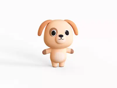Cartoon Dog - Chubby Animal Rigged  Low-poly 3D model