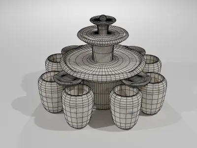 Fountain with three bowls 3D model