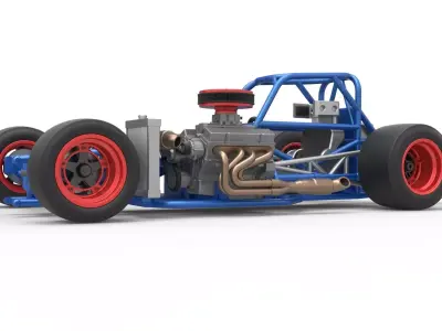 Supermodified front engine race car Base Version 4 Scale 1 to 25 3D print model