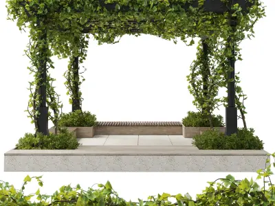 Classic Landscape furniture with roof garden and ivy on patio 24 Low-poly 3D model