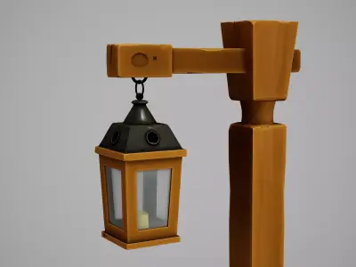 Stylized Light Pole Low-poly 3D model