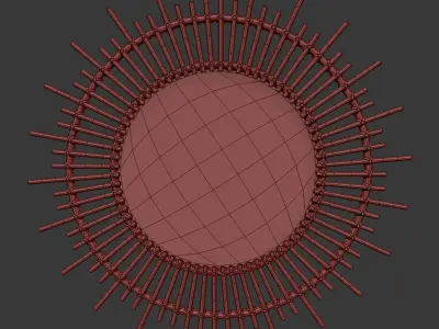 Soleil mirror in black lacquered rattan 3D model