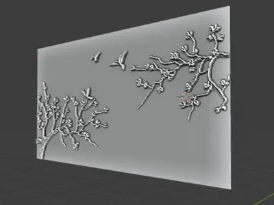 modern panel wall decor set wall relief mural CNC 118 3D model