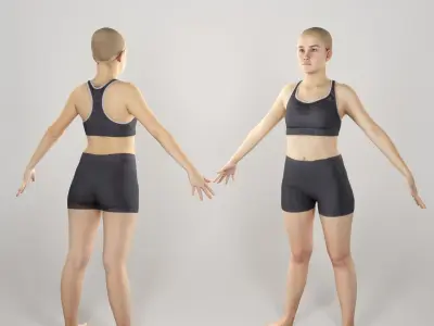 Sporty woman ready for rigging 147 Low-poly 3D model