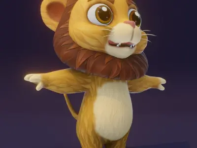 Cartoon Lion 3D Model Low-poly 3D model