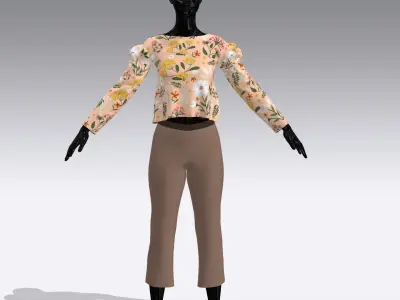 Woman Cloth Dress Low-poly 3D model 7