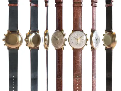 Minimalist Watch 1 - Chronoscope - White Dial x Gold Case Low-poly 3D model