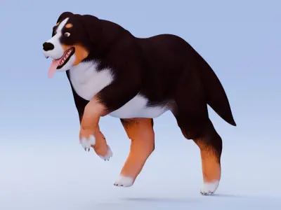 Low poly - Stylized dog - Bernese Mountain Dog Low-poly 3D model