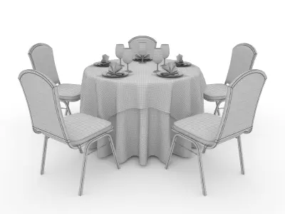 Banquet Table and Chair 10 3D model