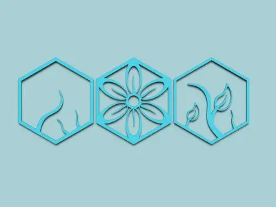 Hexagonal Wall Panel A13 Floral - Interior Design Decoration 3D print model