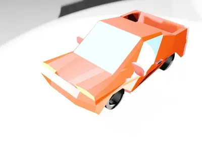 low poly cybertruck orange truck Free low-poly 3D model