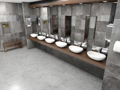 Luxury Public Bathroom Low-poly 3D model