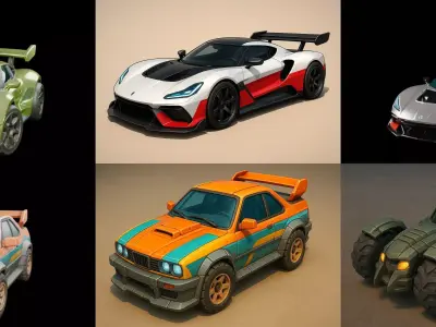 Gt one Car bundle 7 pack 100 glb 3D model