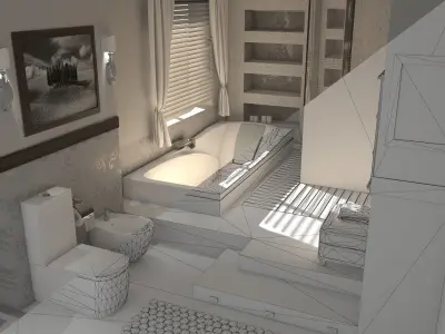 Bathroom 01 VR-ready Low-poly 3D model