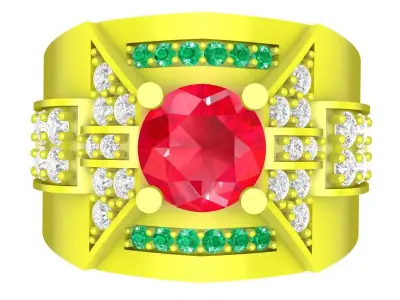 A5385 Luxury Asian Diamond Men Ring 3D Model 3D print model