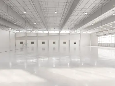 Airplane Hangar Interior 18 Low-poly 3D model