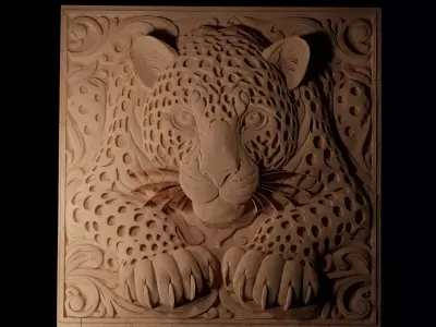 Jaguar CNC 3d Print High Relief Sand Casting 3D print model