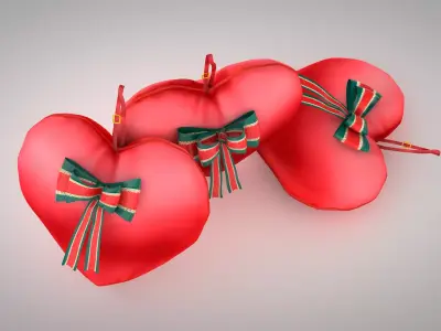 Pillow - Heart Red Seda 3D Model 3D model