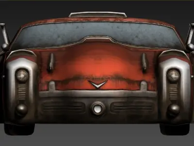 3D model of a futuristic retro-styled car Low-poly 3D model