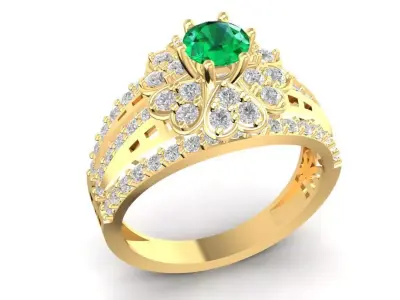 Luxury Emerald Diamond Engagement Ring for Women  1131 3D print model