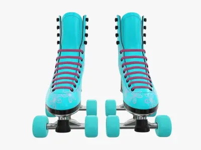 Quad roller skates with boots 3D model