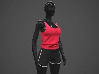 Female Sportswear gym clothing PBR Low-poly 3D model