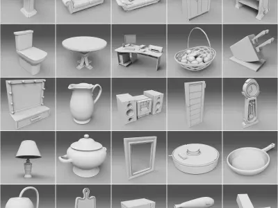 Extensive Interior Home assets and decor 3D print model