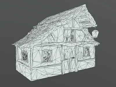 Medieval House Game Ready 3D Environment Model Low-poly 3D model