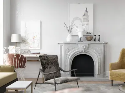 VRay - C4D Scene files - Living Room Interior 3D model