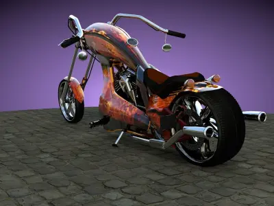 CHOPPER CUSTOM FIRE  HARLEY DAVIDSON  3D model