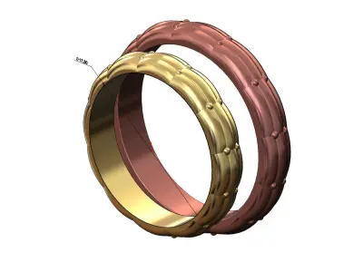 Rounded faceted ring with capitonne pattern 3D print model