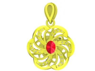 4949 luxury korean style diamond oval women pendant  3D print model