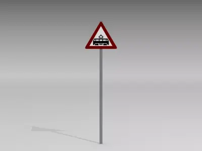 Tram crossing sign 3D model