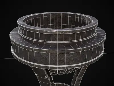 Medieval Rustic Iron Brazier Low-poly 3D model